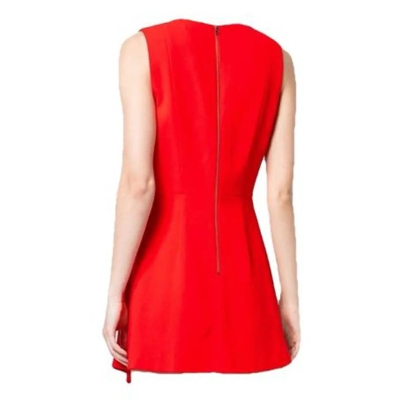 Alice Olivia Sz 2 Asymmetrical Mini Dress Red V Neck Cocktail Party Short READ - Picture 2 of 9